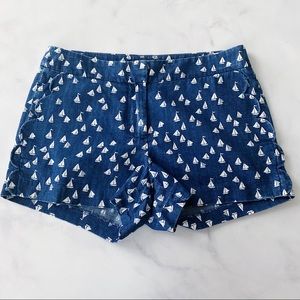 J.Crew 3” Chambray Shorts in Sailboat Print